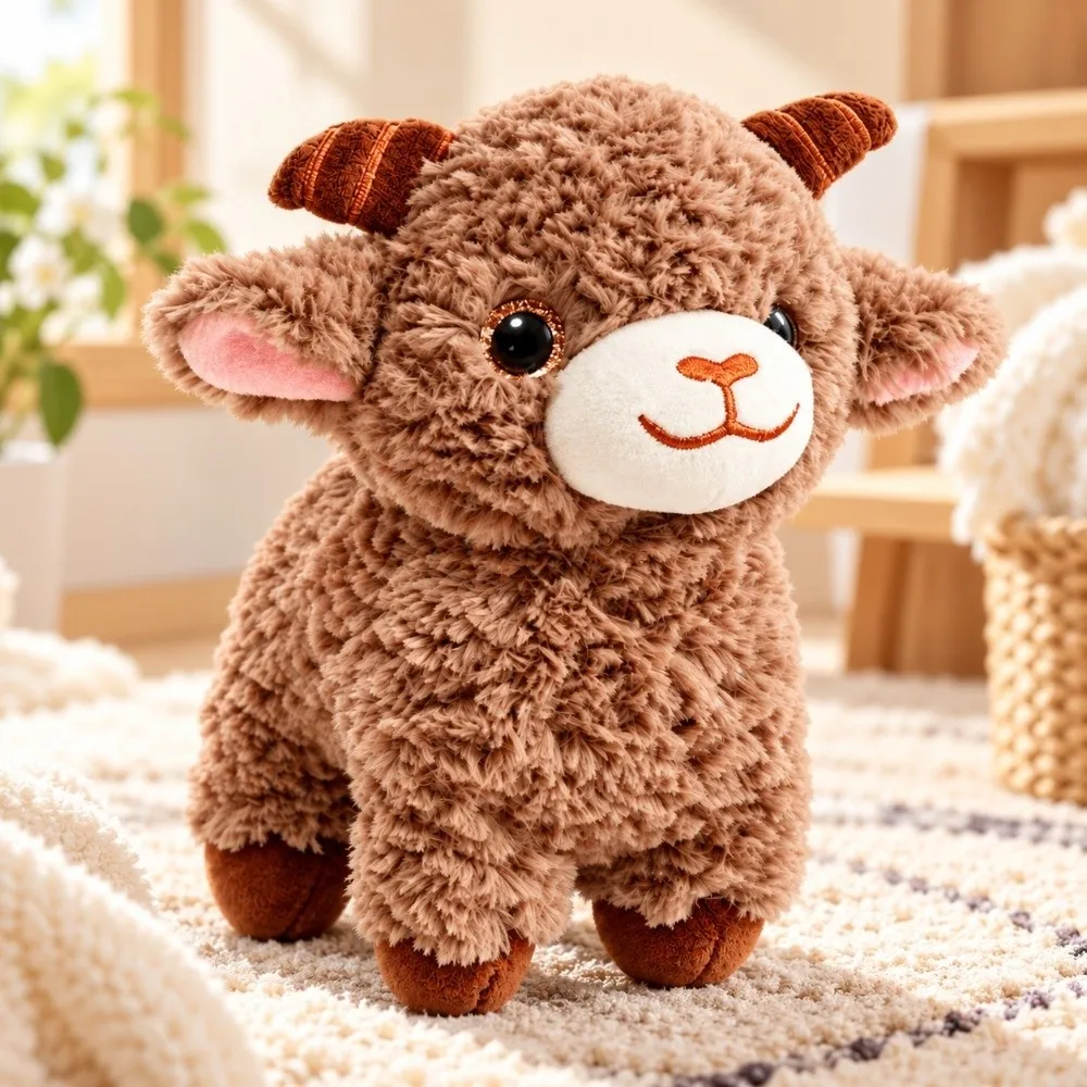 Cartoon 2027 Year of The Goat Mascot Plush Toy Aniamls With Chain Lucky Sheep Mascot Year of the Goat Mascot Soft Goat Ornament
