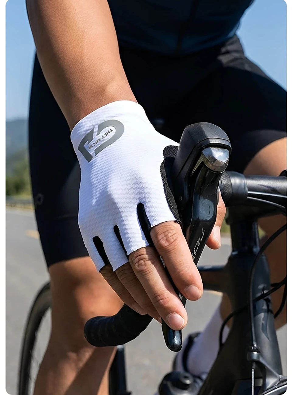 GTUBIKE Fahrradhandschuhe, stoßfeste Fahrradhandschuhe mit halben Fingern, atmungsaktive, stoßfeste kurze Fahrradhandschuhe, Sommerhandschuhe mit hoher Elastizität – Detail 3