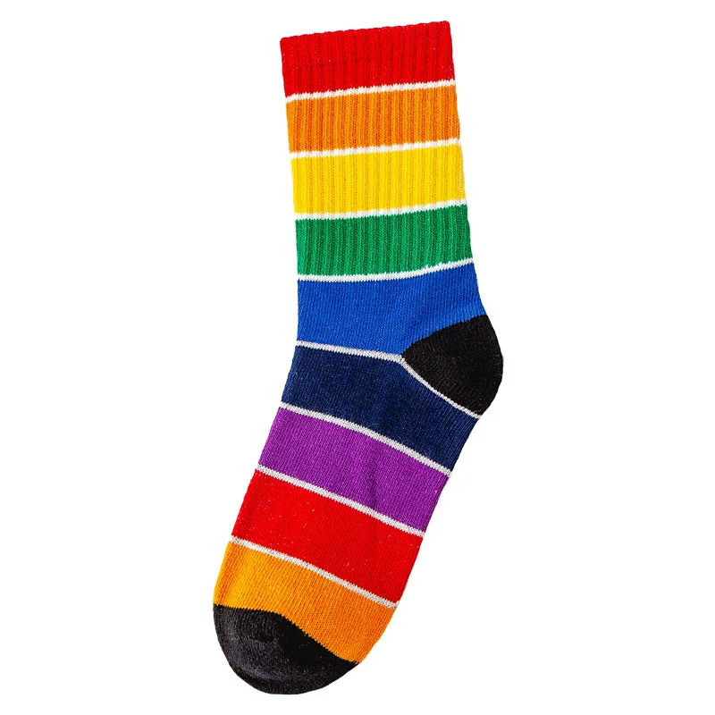 2024 Rainbow Stripes Trendy Children\'s Socks Cotton Socks Boys Girls Colored Unisex Babe Newborn Infants Toddlers Sock 1-5 Years