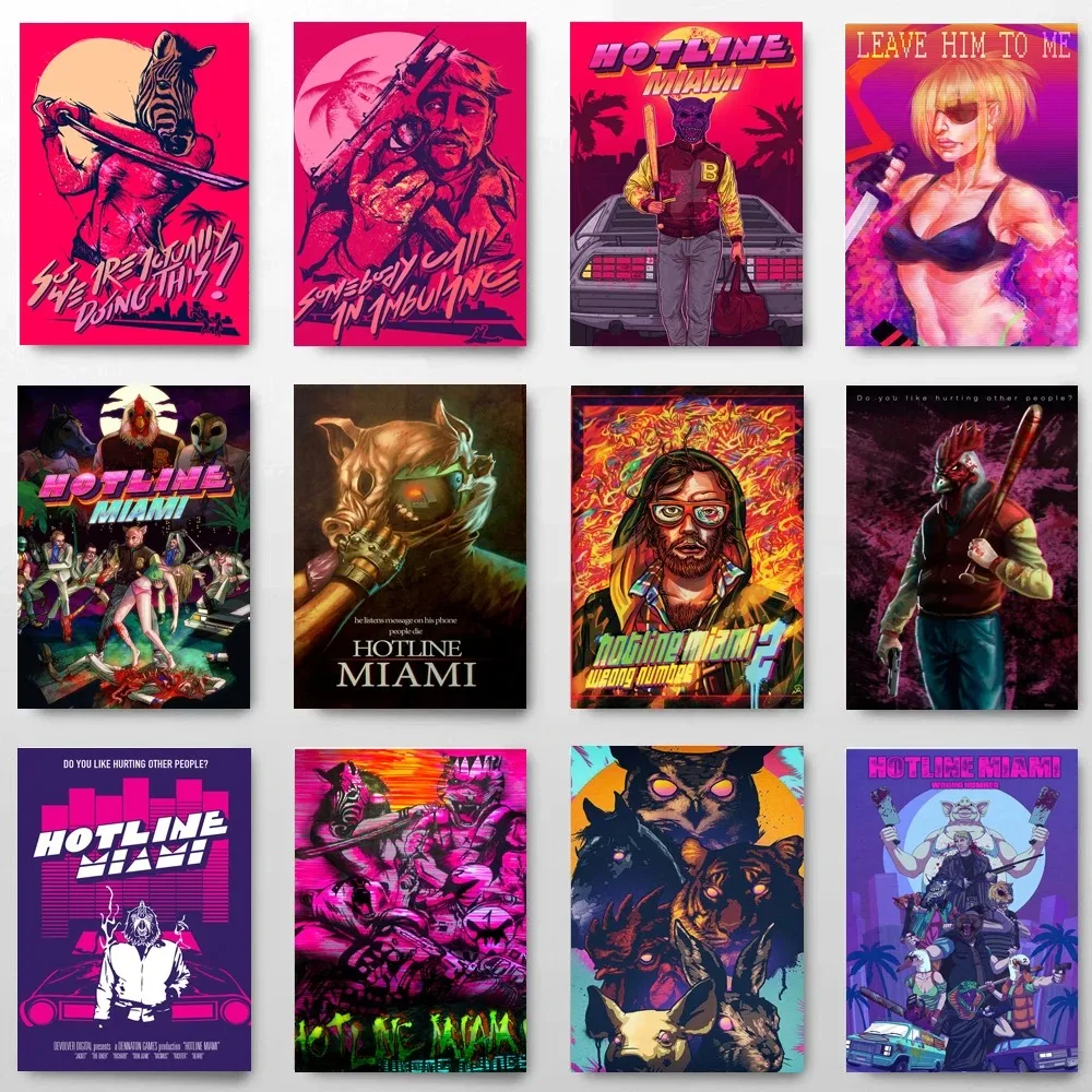 Hotline Miami Poster Hot Classic Adventure Game Posters and Prints Canvas Painting Wall Art Picture Decoration Home Decor Studio