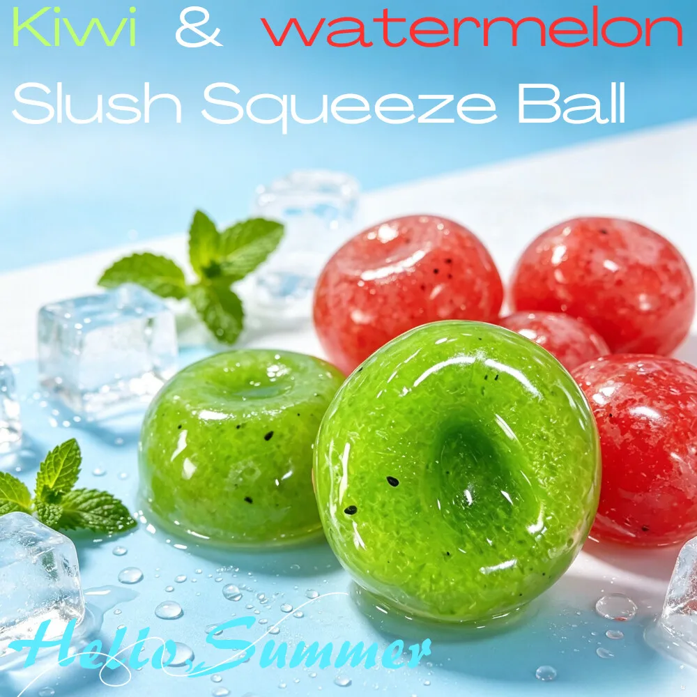 @Kiwi & Watermelon Squishy Toy,Handmade Soft Stress Relief Squeeze Toy for Adults Anxiety,Realistic Fruit Simulation Model Gifts