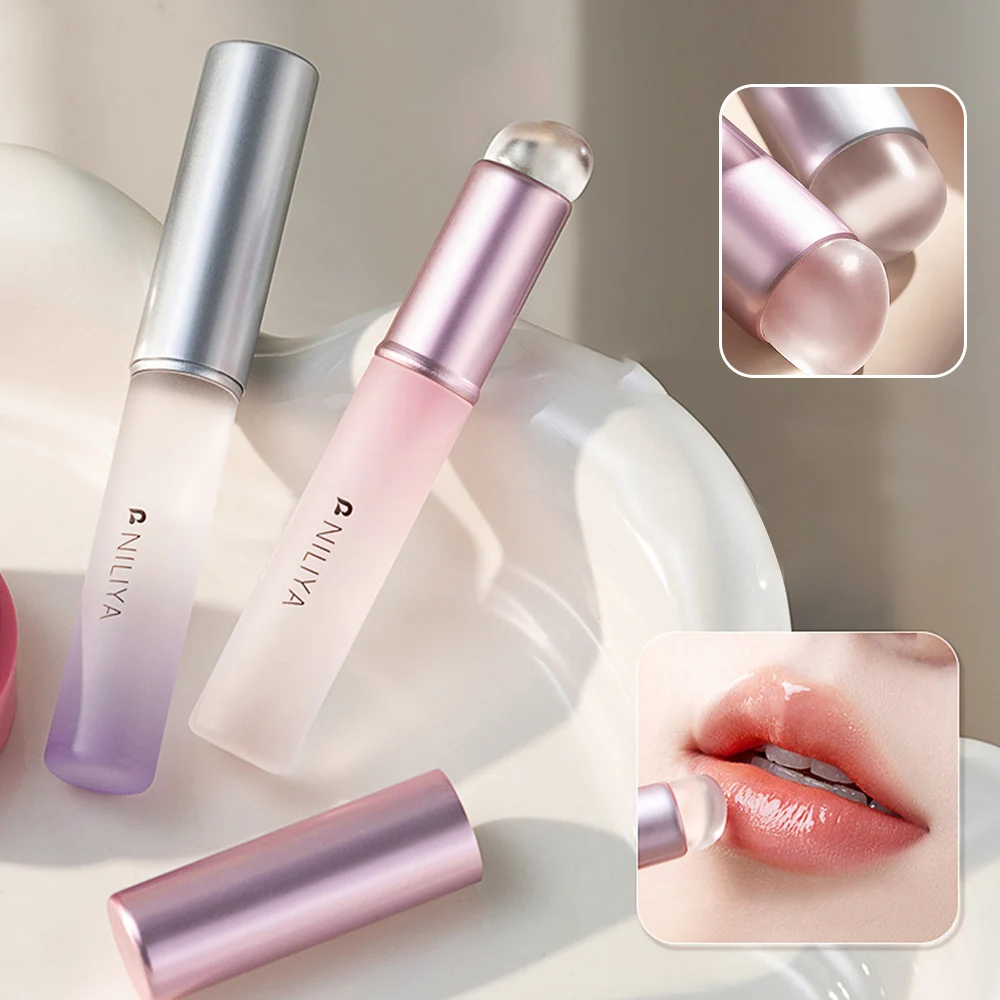 New Silicone Lip Brush With Cap Gradient Color Pink Purple Lipstick Applicator Upgrade Like Fingertip Q Soft Lip Brush No Broken