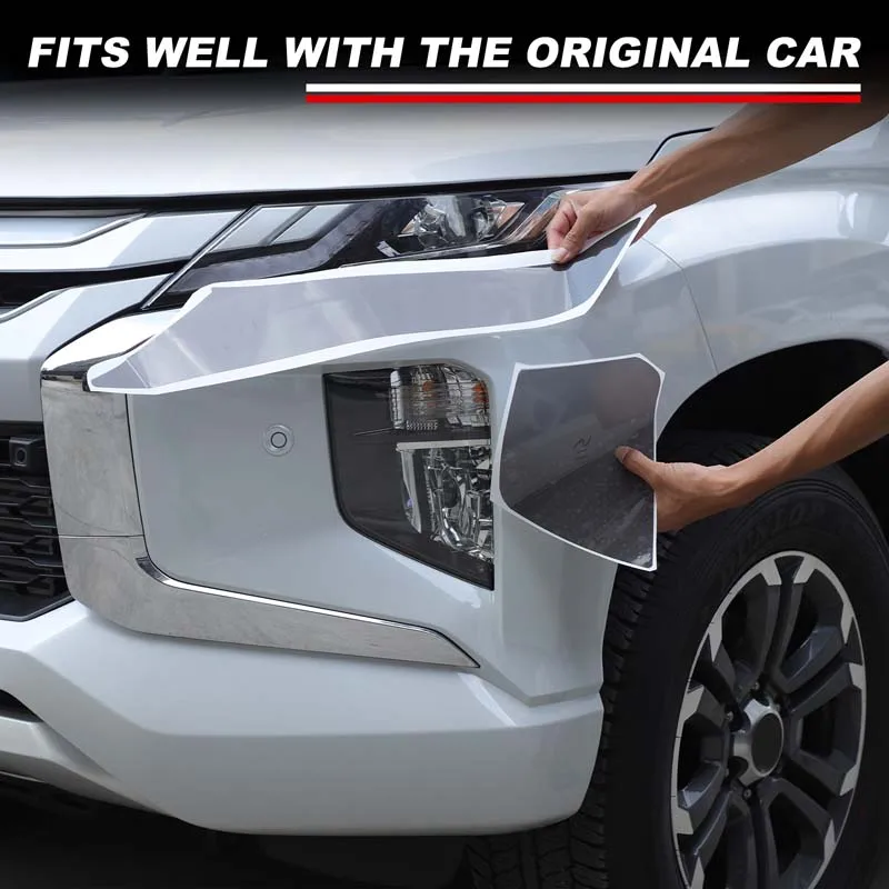 

For Mitsubishi L200 Triton 2019-2023 TPU black car headlight film decorative sticker car exterior protection accessories