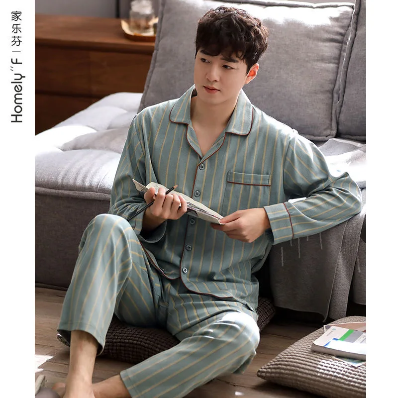 

Men's Pajamas Long Sleeve Cotton-Like for Spring/Autumn 2026 New Autumn/Winter Lightweight Men's Home Wear