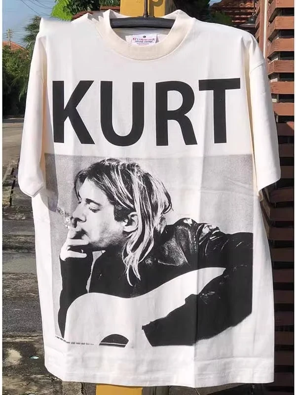 Plus Size 300 Pounds Kurt Donald Cobain Vintage Short Sleeve T-Shirt Women's Fat MM Top Korean Style Loose Fit Cotton Summer