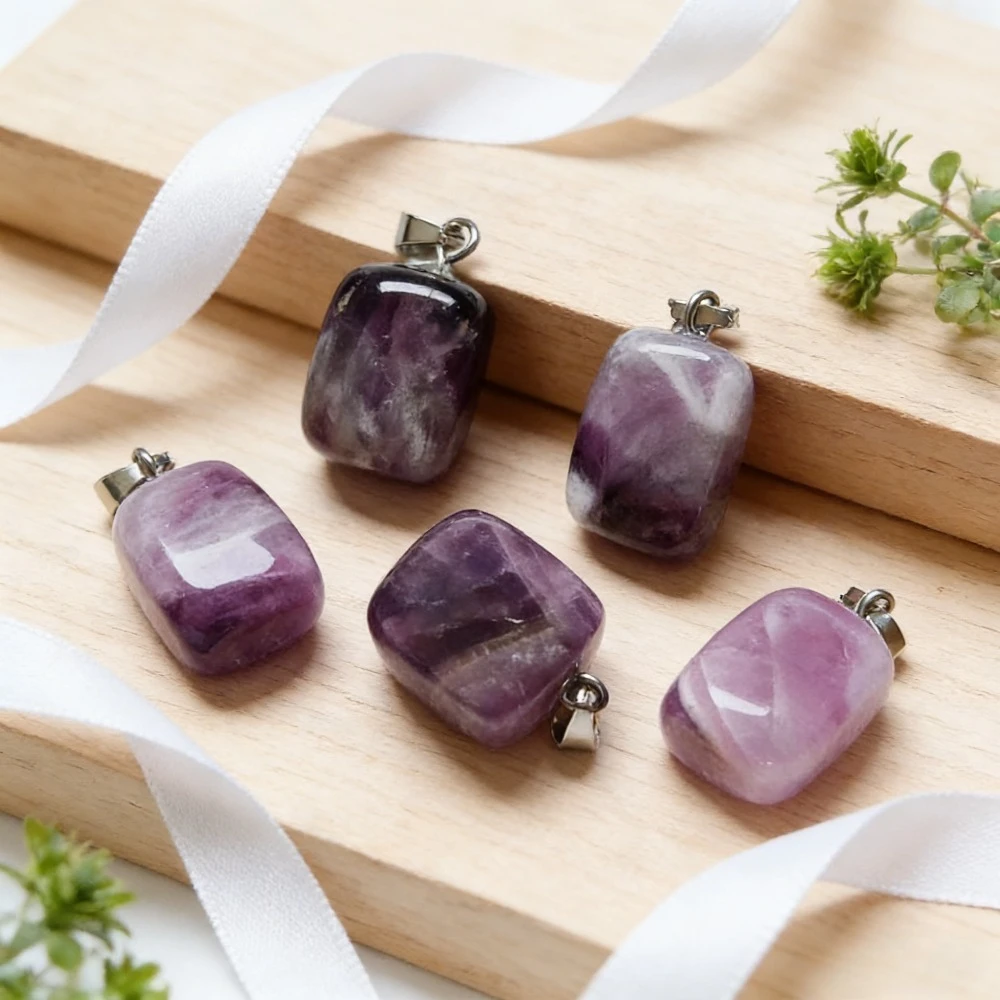 

Mixed Natural Stone Pendants, Rectangle Gemstone Charms for DIY Jewelry Making Necklace