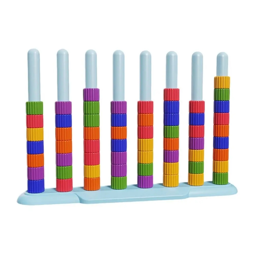 

Plastic Color Stack Challenge Game Reusable Color Matching Stacking Rainbow Rings Educational Toy Hand Eye Coordination
