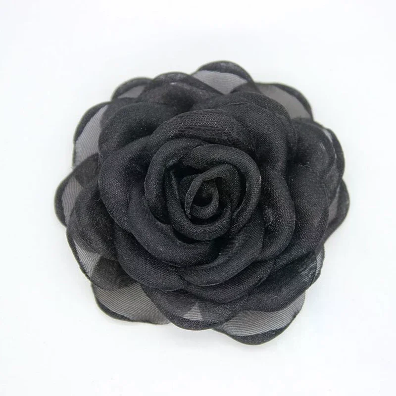 6 سنتيمتر أسود أبيض زهرة الكاميليا دبابيس الكورية موضة الصدار التلبيب دبابيس فستان قميص دعوى اكسسوارات للنساء دبابيس التلبيب