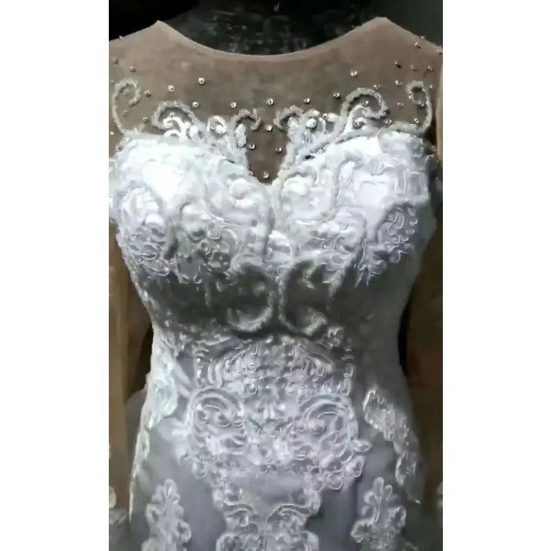 Customized Custom Made African Beaded Lace Mermaid Wedding Dresses Detachable Train Elegant Zipper Back Fish Tail Bridal Gowns