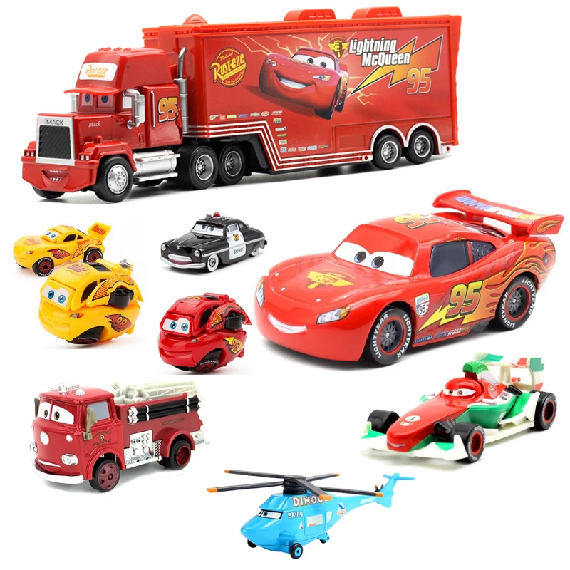 Hot Car 2 Disney Pixar  Lightning Mcqueen Plain Collection Mini Racing Miss Fritter Metal Frank Dinoco Racer 3  Toy Gift for Kid