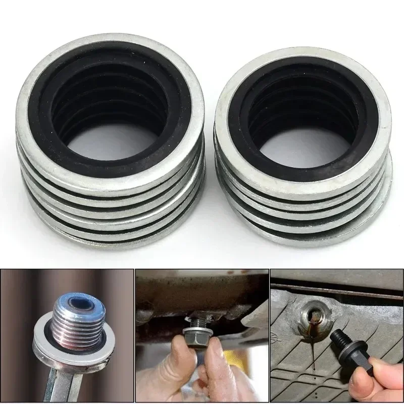 Carbon Steel Galvanized Flat Washer No-leak Hydraulic Gasket Sealing Washers Auto Repair M8-M20 Oil Pan Drain Gaskets 10PCS