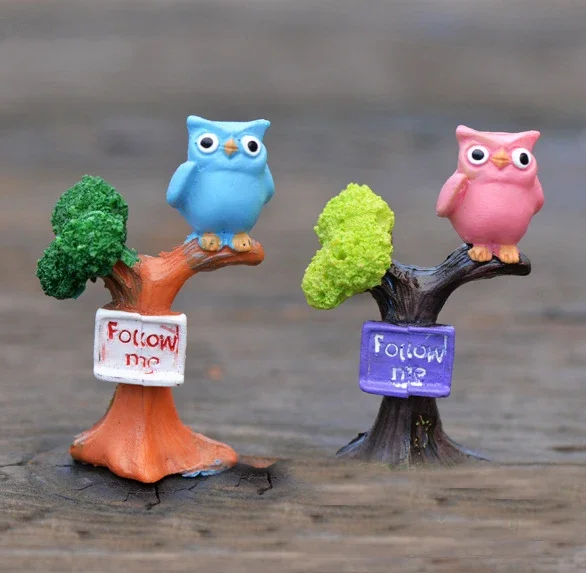 1PC Branch with Cute Owl Bird DIY Resin Fairy Garden Craft Decoration Miniature Micro Gnome Landscape Garden Decoration