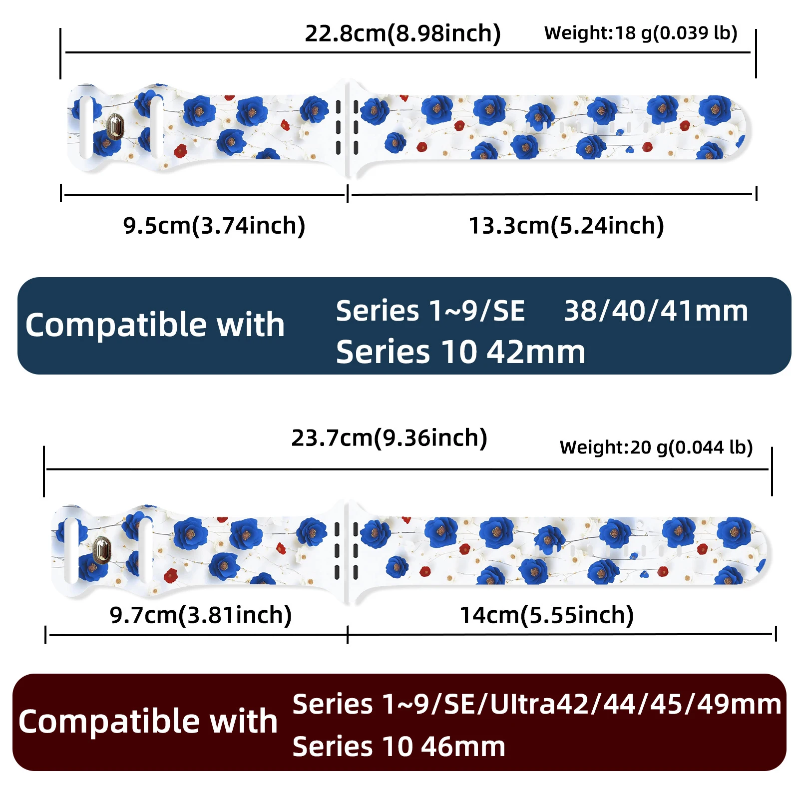 Kolorowy pasek do zegarka z kwiatowym wzorem do Apple Watch 11 10 9 8 7, silikonowy pasek wymienny, bransoletka do iWatch 38mm 41mm 42mm