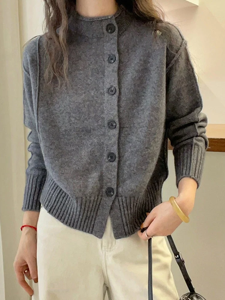 

Ele однотонный шерстяной вязаный открытый кардиган, удобный длинный свитер свека для женщин, Sli Commute Faion, осень-зима