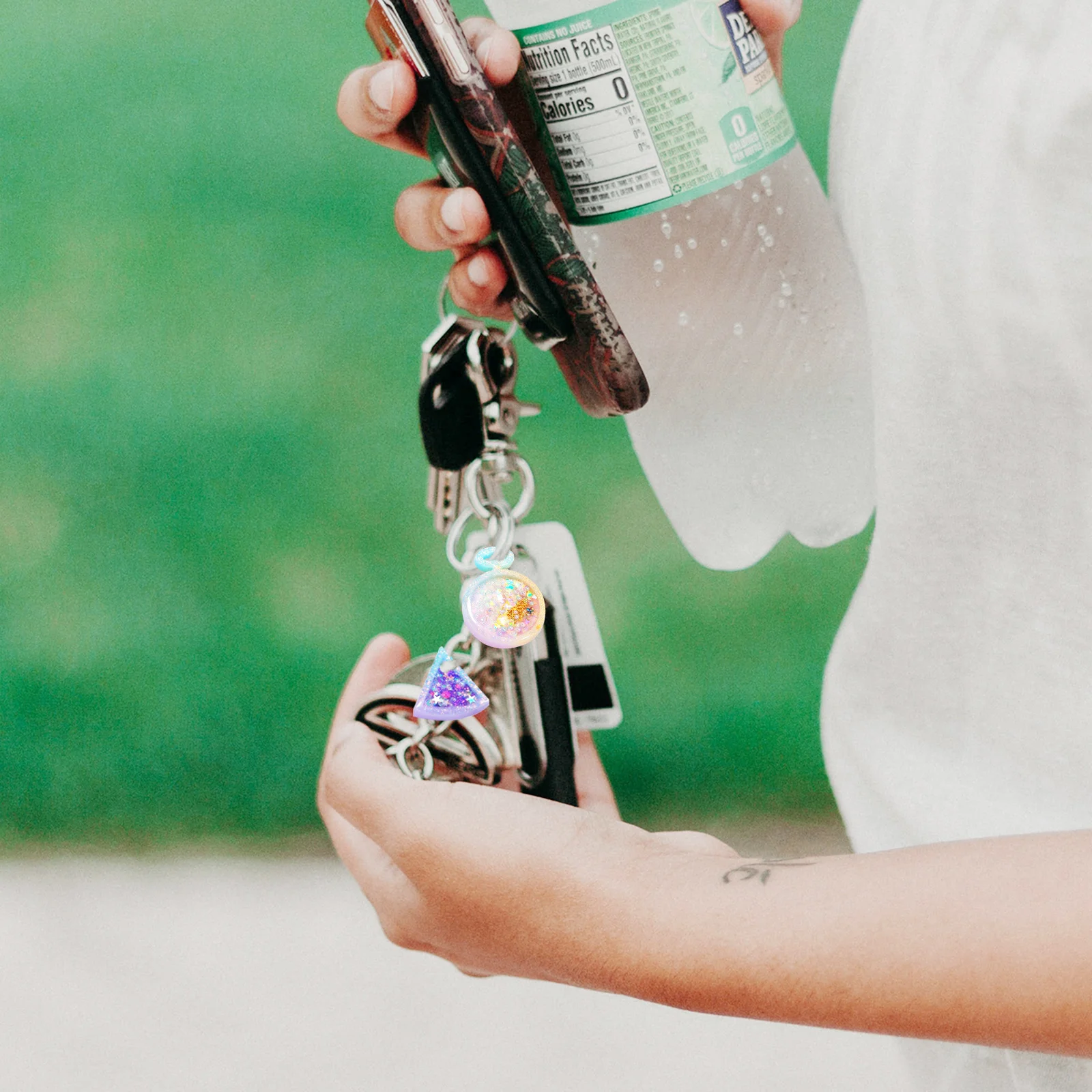 

9Pcs Silicone Key Chain Mold Resin Shaker Mold Reusable Flexible Eco-Friendly for DIY Charms Earrings Necklace Pendant