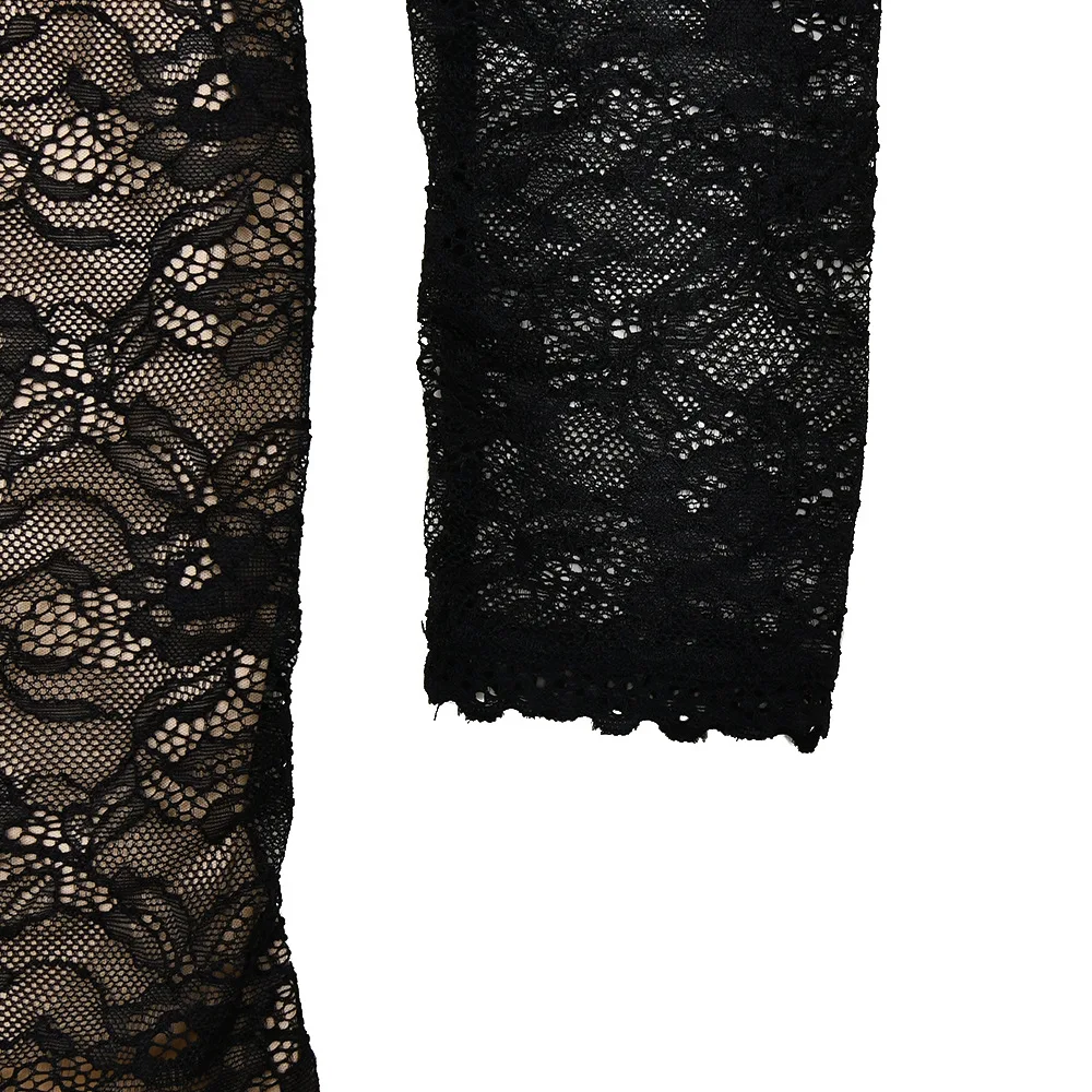 Women's Black Lace Strapless Mermaid Dress With Long Sleeve Shrug Elegant Slit Evening Party Dresses Autumn Red Female Clothing