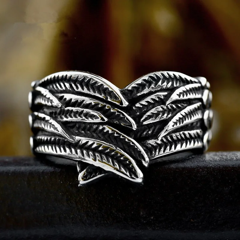 

Angel Wings Men Rings Stainless Steel Punk Vintage Cool Stuff New in for Women Fashion Jewelry Gift Wholesale