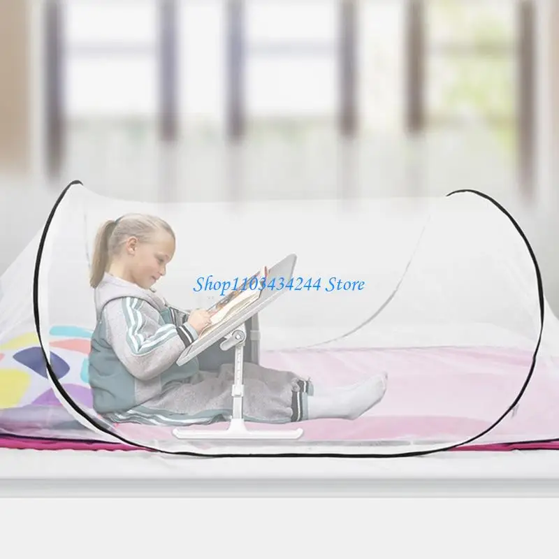 شبكة شبكية قابلة للتنفس لخيمة سفر محمولة لسرير واحد مع تصميم منبثق وغطاء خيمة تخييم قابل للطي