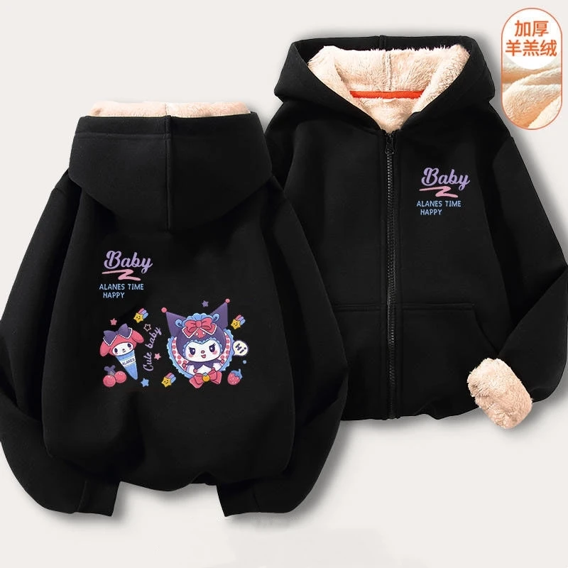 Kawaii Sanrio Cinnamoroll Oversize Plush Coat Cute Anime Kuromi Cardigan Coat Loose Sweatshirt Girl Boy Kids Y2k Coats For Women