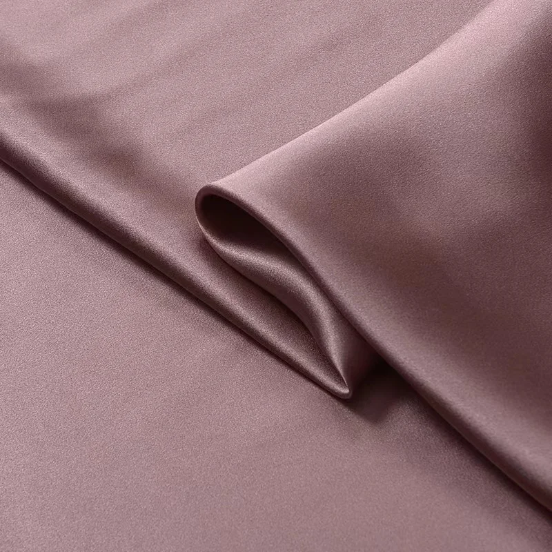 HYSK 100% Pure Silk Satin Fabric Natural Brown caramel army green Organic Genuine charmeuse Duchess by Meter for gown pajamas