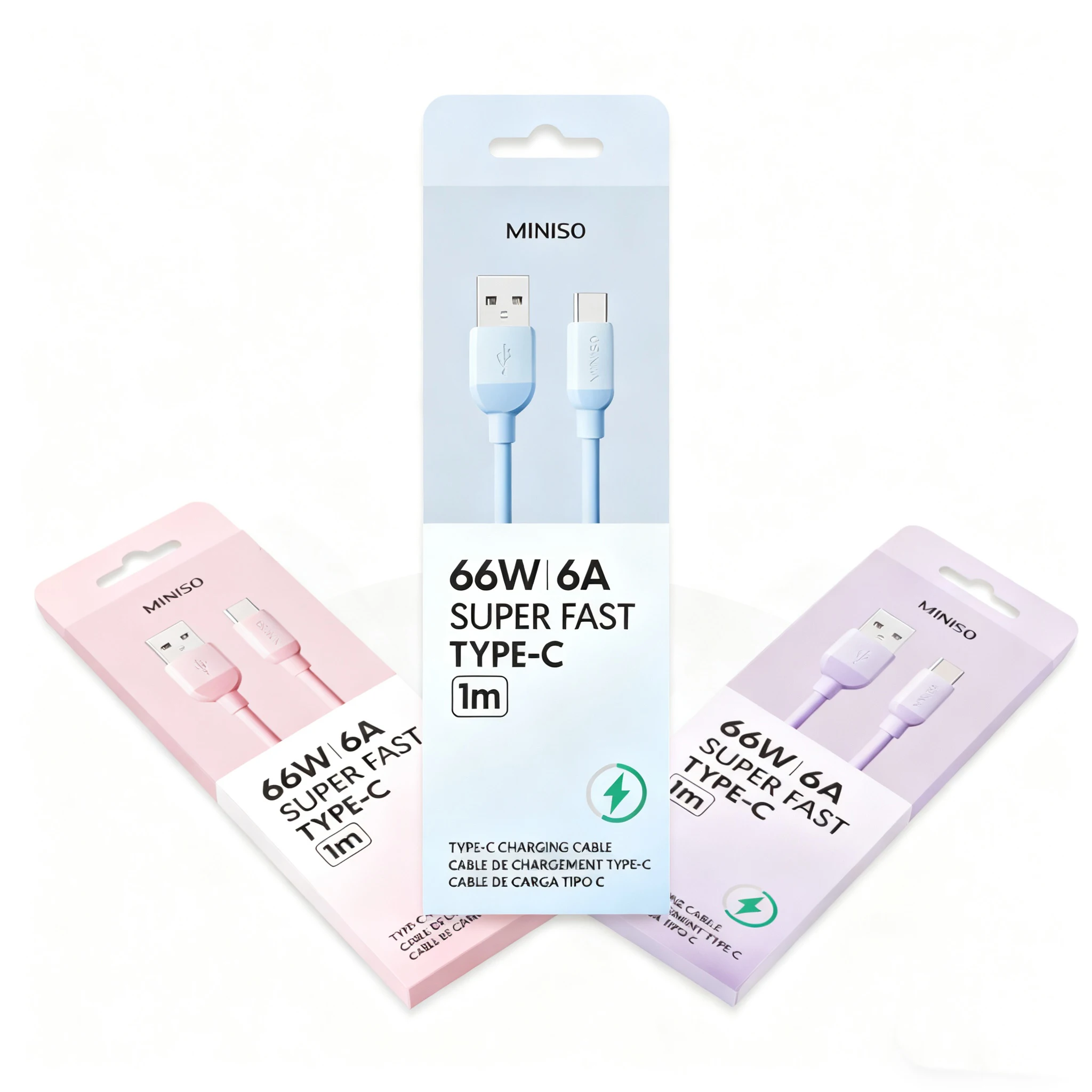 كابل شحن سريع 66 وات 6 أمبير USB إلى Type-C سلك شاحن ناعم من السيليكون لهاتف Samsung Xiaomi Huawei Oppo Redmi - MINISO Premium Pack P