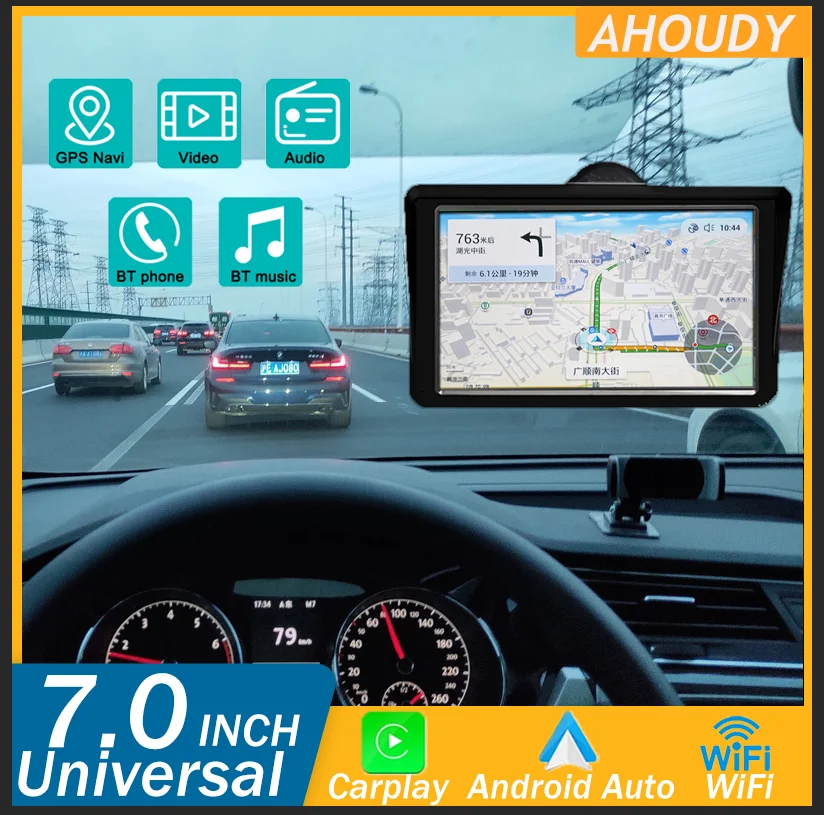 

7inch Multimedia Radio Carplay Universal Wireless Android Auto Ahoudy Car Radio Bluetooth Touch Screen For VW Nissan Toyota