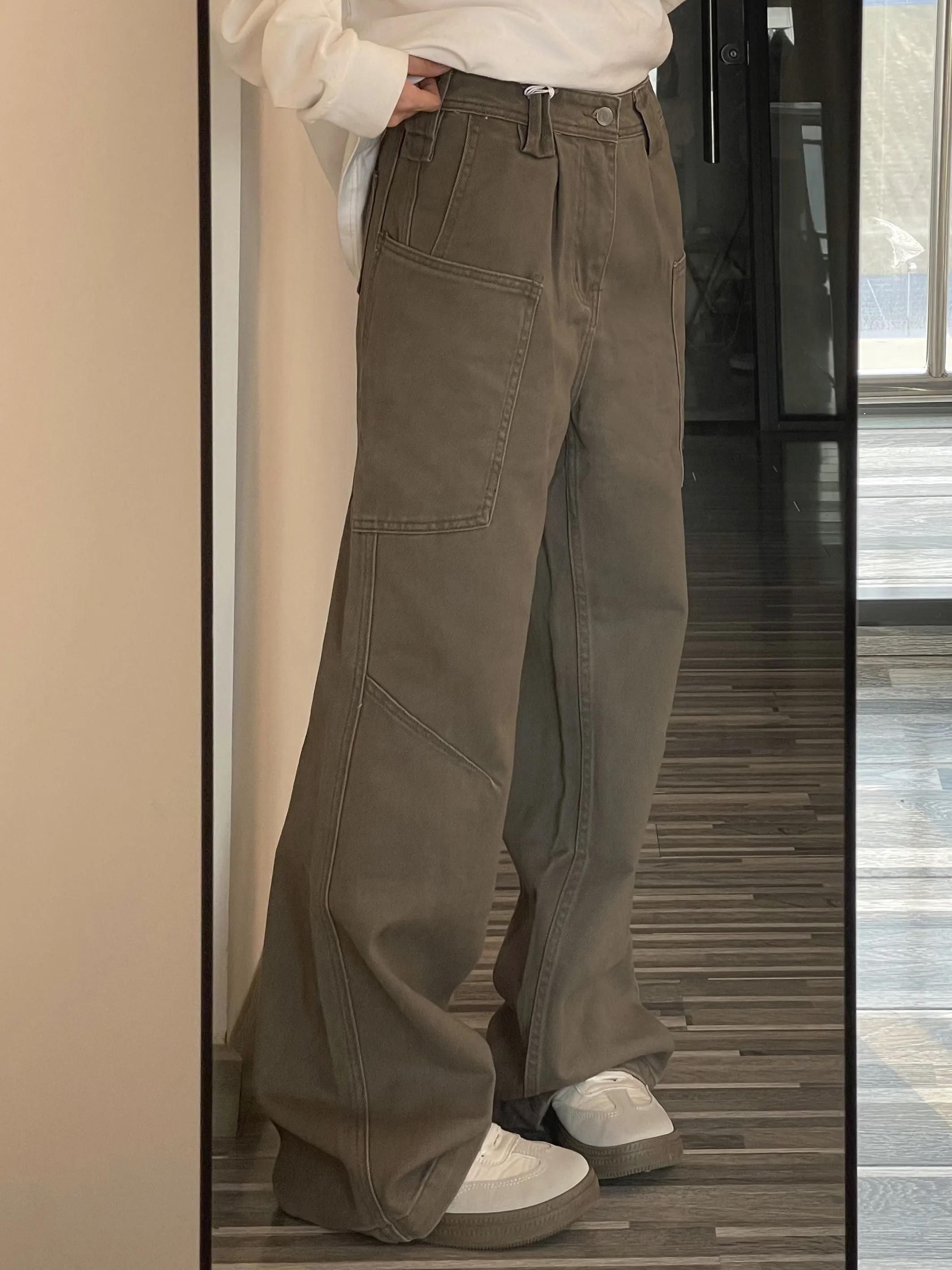 

Bury Workwear Pants Women's Design Sensation American Coffee Color Couple Trendy Straight Leg Casual Trousers Street Sle