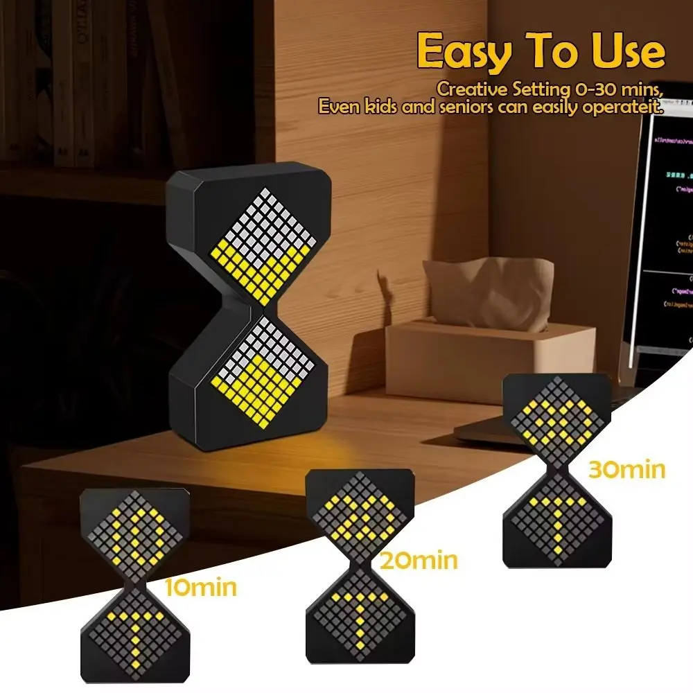 

Portable Brightness Electronic Timer Adjustment Timing Night Light Warm Light Intelligent 3D Hourglass Ornament Kitchen