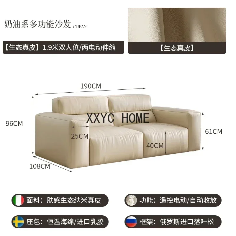 TAO Leather Sofa Living Room Modern Light Luxury First Layer Cowhide Multi-Functional Small Apartment Storage Leather Sofa Bed