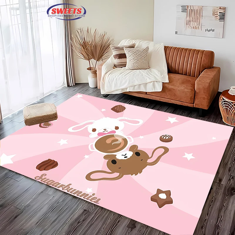 Pink Gift Cute S-Sugarbunnies Carpet for Living Room Cartoon Children Bedroom Sofa Doormat Kitchen Floor Rug Anti-slip Decor Mat