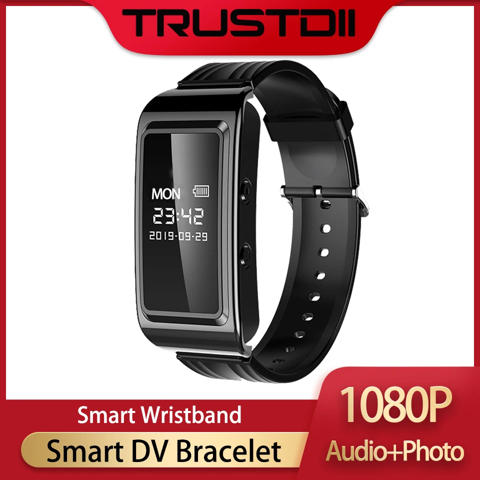 Trustdii Smart Bracelet HD 1080P Wearable Video Camera Portable Audio Pen Wristband Camcorder Photo Taken Audio Sport DVR Watch