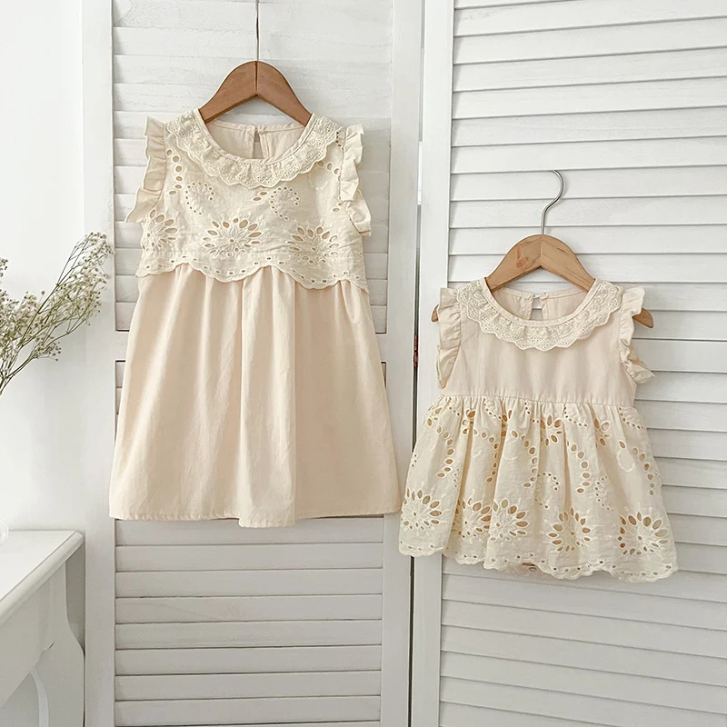 

Family Matching Sister Clothing Summer Baby Girls Clothes Dress Kids Flying Sleeve Lace Princess Girl Dress Baby Romper Outfit