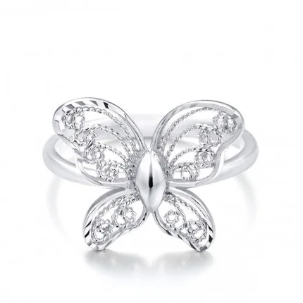 925 Sterling Silver Ring Fashion Lace Series Butterfly Opening Personality Adjustable Ring For Trendy Women And Girls