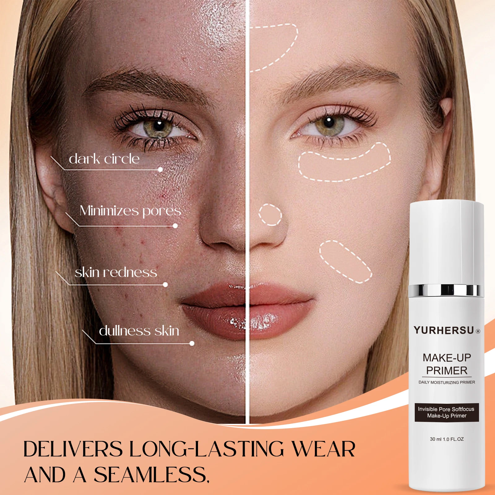 Soothing makeup primer moisturizes hydrates brightens skin tone leaving a natural radiant complexion. Gentle and non-greasy