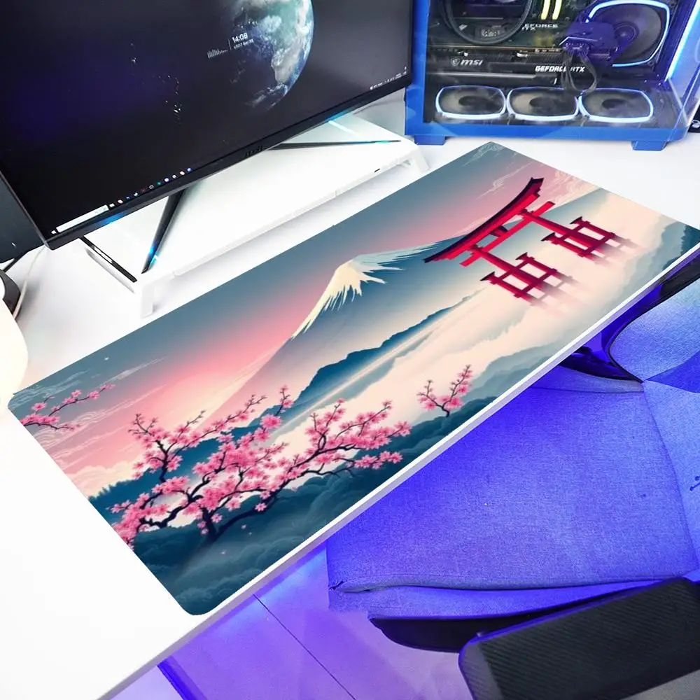 Коврик для мыши с пейзажем вишни, XXL, настольная клавиатура, настольные коврики, игровой противоскользящий настольный коврик, компьютерные аксессуары, длинный коврик для мыши