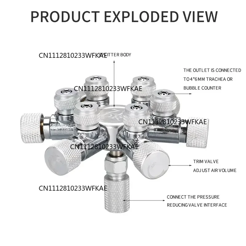 Stainless Steel Aquarium Multi Way CO2 Distributor Splitter Needle Valve, Check Valve Bubble Counter for Solenoid Regulat