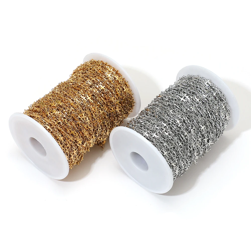 1 Meter Edelstahl-Kreuzketten für DIY-Schmuckherstellung, Armband-Zubehör, Halsketten für Mädchen, Körperketten, Bastelbedarf – Detail 4