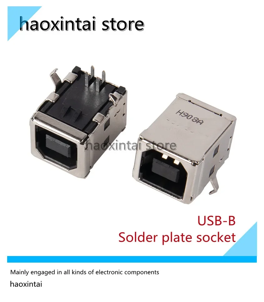 10pcs USB B-type welding plate female seat original Taiwan D-type 4P high-quality audio digital interface USB interface socket
