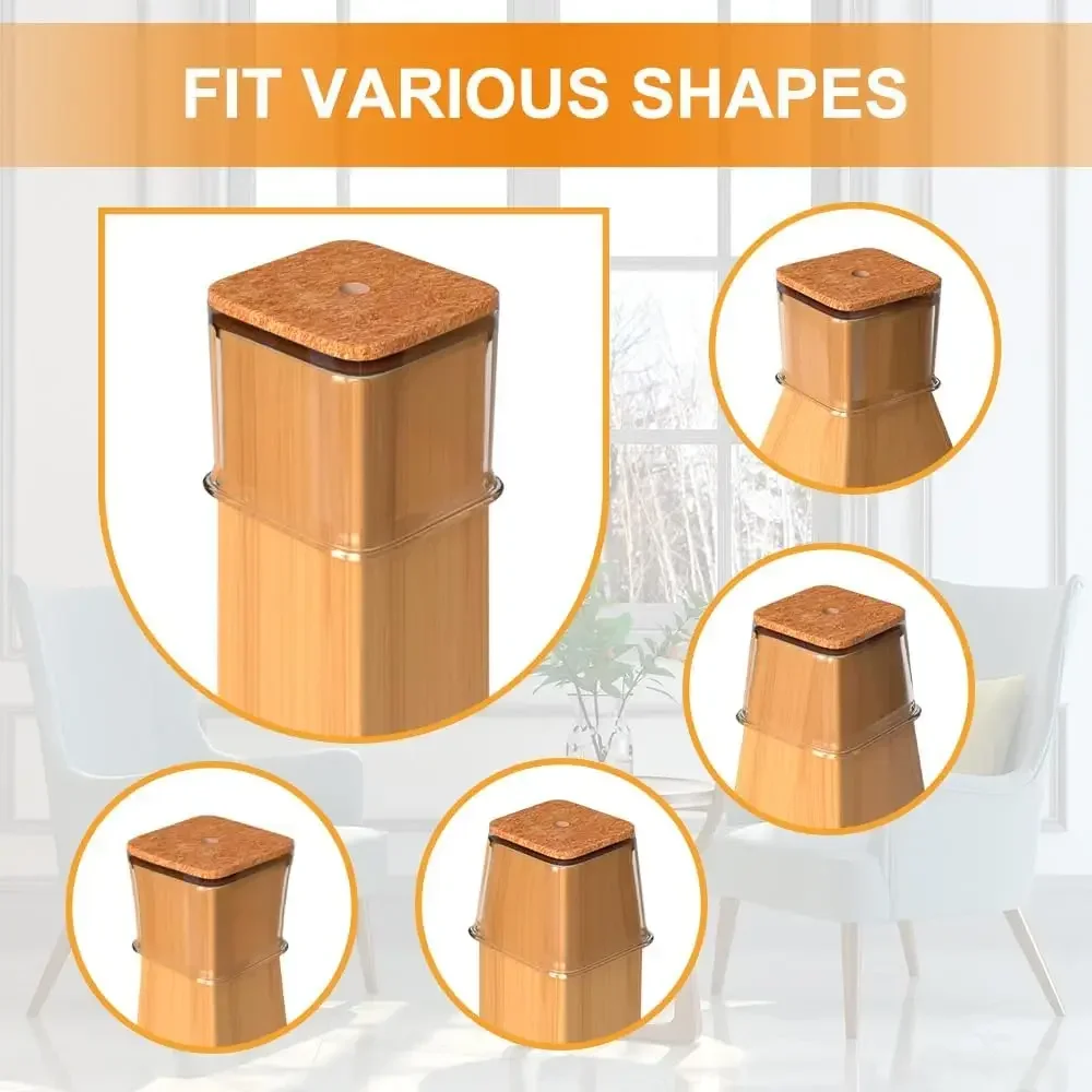 24 Buah Pelindung Lantai Kaki Kursi untuk Lantai Kayu Keras, Penutup Kursi Silikon Penutup Bantalan Furnitur Slider dengan Bagian Bawah Teras Dibungkus