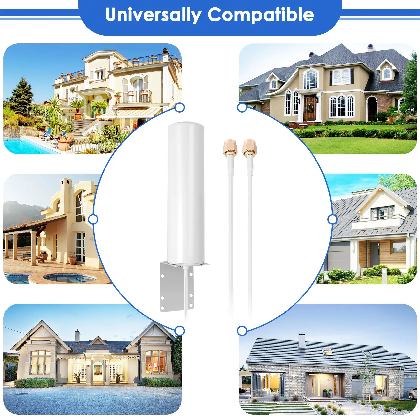 Antena externa 3G 4G LTE externa com conector SMA deslizante duplo de 5M para roteador 3G 4G Modem-BCBW