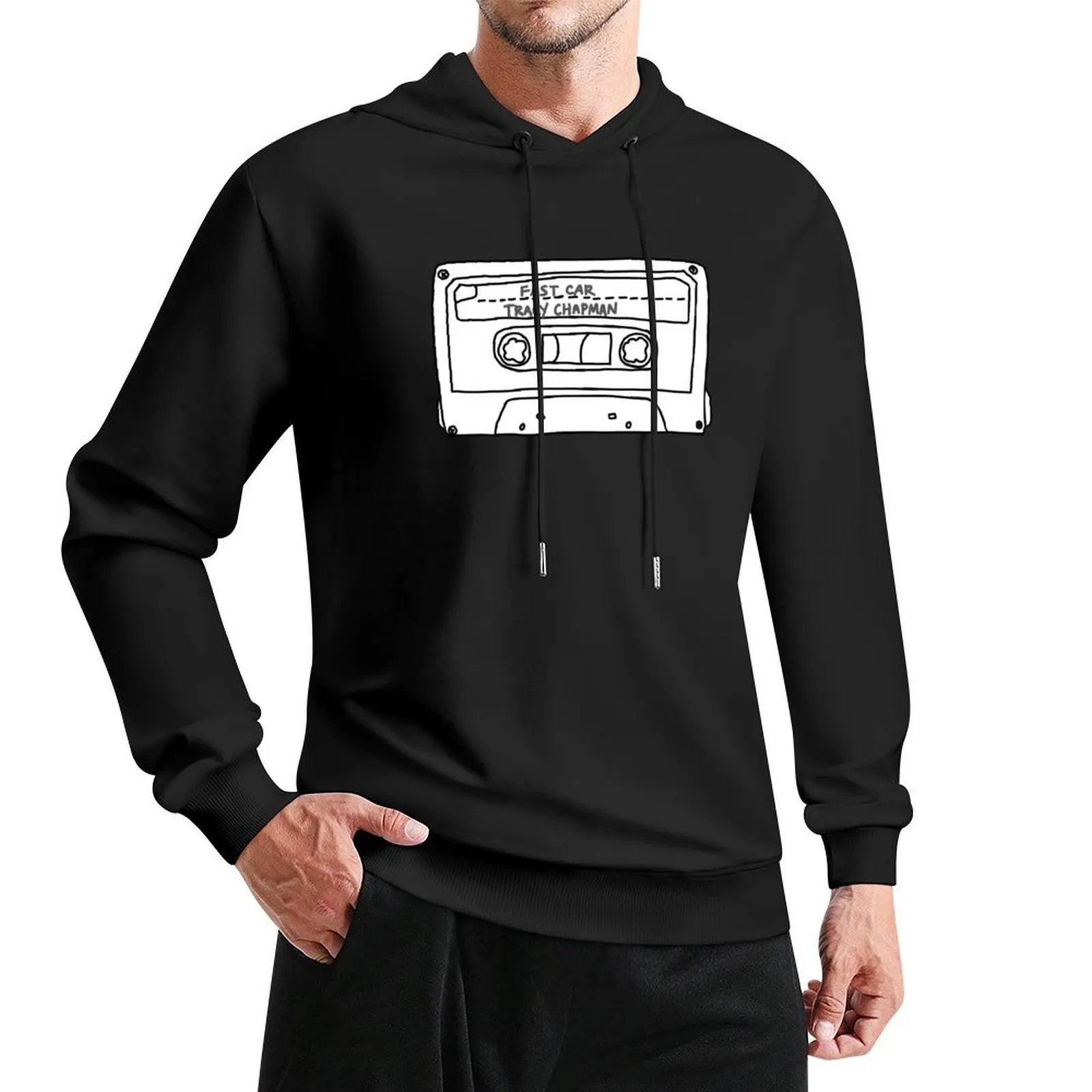 

LARGER FAST CAR - TRACY - CASSETTE TAPE (BLACK) Pullover Hoodie graphic t shirts men clothes for men mens hoodies