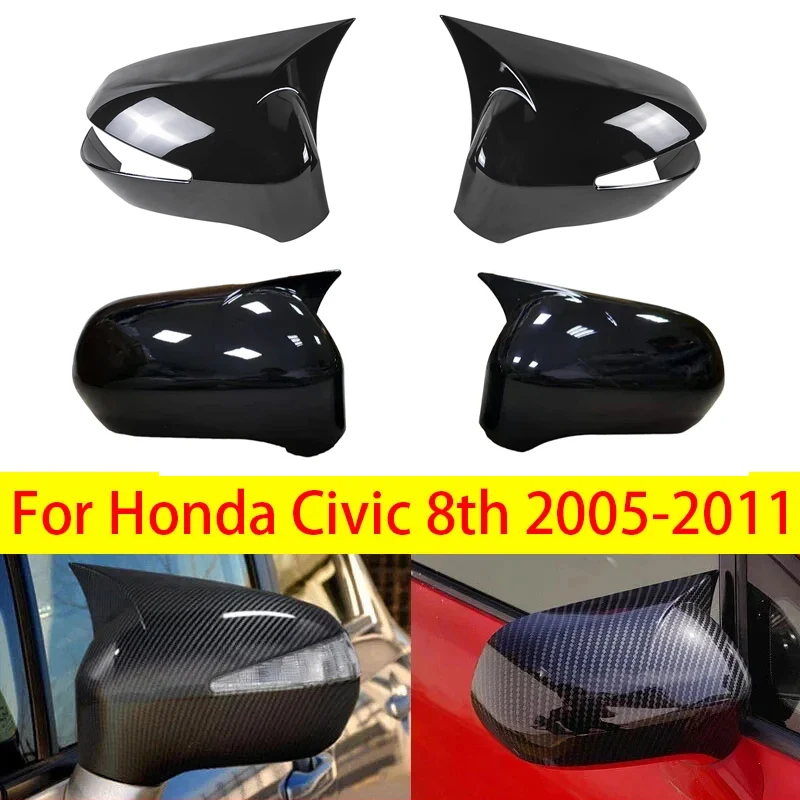 

For Honda Civic 8th 2005-2011 Pair Car Rearview Side Mirror Cover Wing Cap Sticker Door Rear View Case Trim Accessories Decor