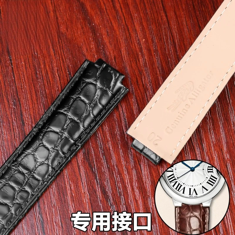 Crocodile Leather Watch Strap for Cartier Blue Balloon WSBB0025 69012Z4 Men 42mm Women Watchband 18x11 20x12 22x14m Screw buckle