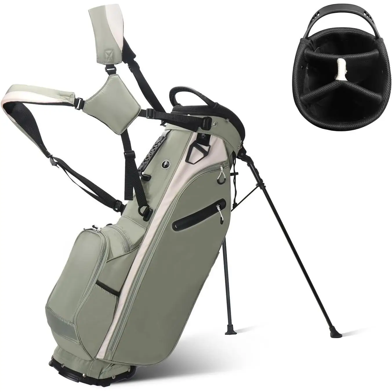 軽量ゴルフスタンドバッグ、4ウェイトップディバイダー付き、男性と女性向け、わずか4.2ポンド、クーラーを含む8つの収納ポケット、ダブル