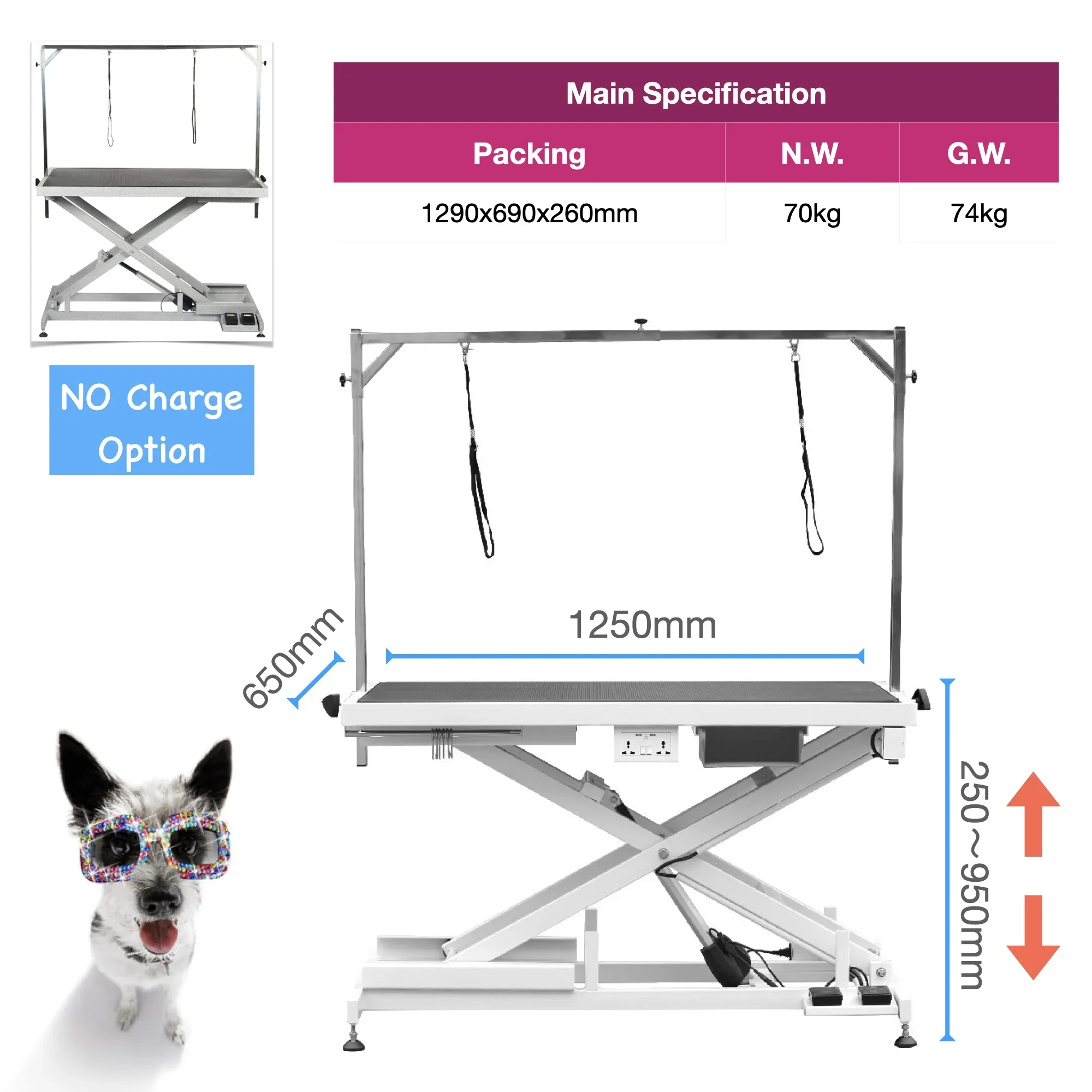 New electric lifting table, dog grooming table simple operation, pet hair cutting and grooming equipment