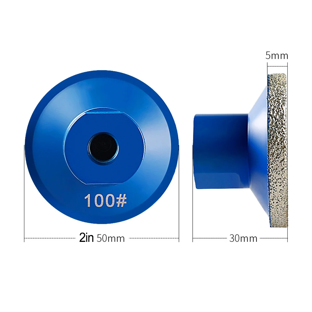 50mm Brazed Flat Grinding Head For M10 Thread Marble Stone Trimming Polishing Disc Abrasive Pad Grinder Tool