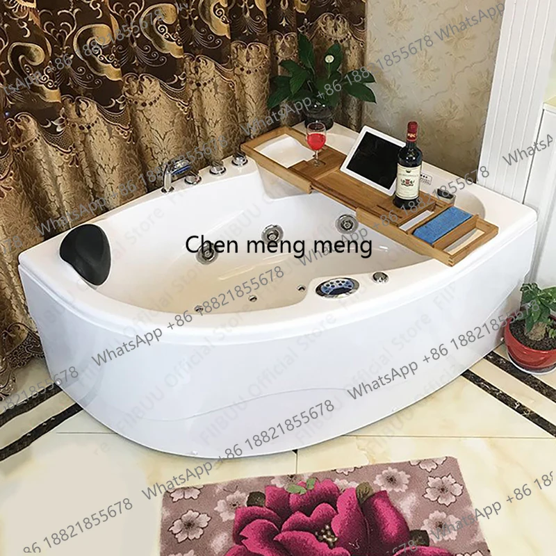 Fan Shaped Acrylic Bathtub 1.4-Meter,Multifunctional Bathtub Strong Load-Bearing Capacity Left/Right Skirt  Bathroom Furniture