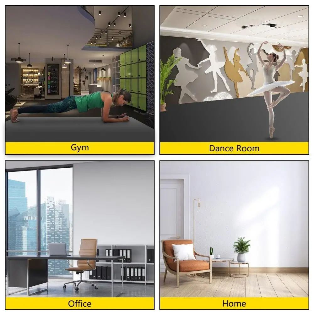 Portable 6.6x49.2ft Dance Floor Roll - PVC Non-Slip, Wear-Resistant, Easy-Clean Grey/Black for ballet & Practice