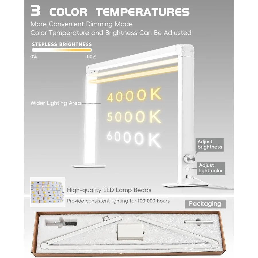 طوي نصف ضوء القمر لمكتب الأظافر 48 واط مستطيل مسمار التكنولوجيا مصباح 33in LED لمبة مكتب مع مقبض 3 طرق 30006000 كيلو عكس الضوء Whi