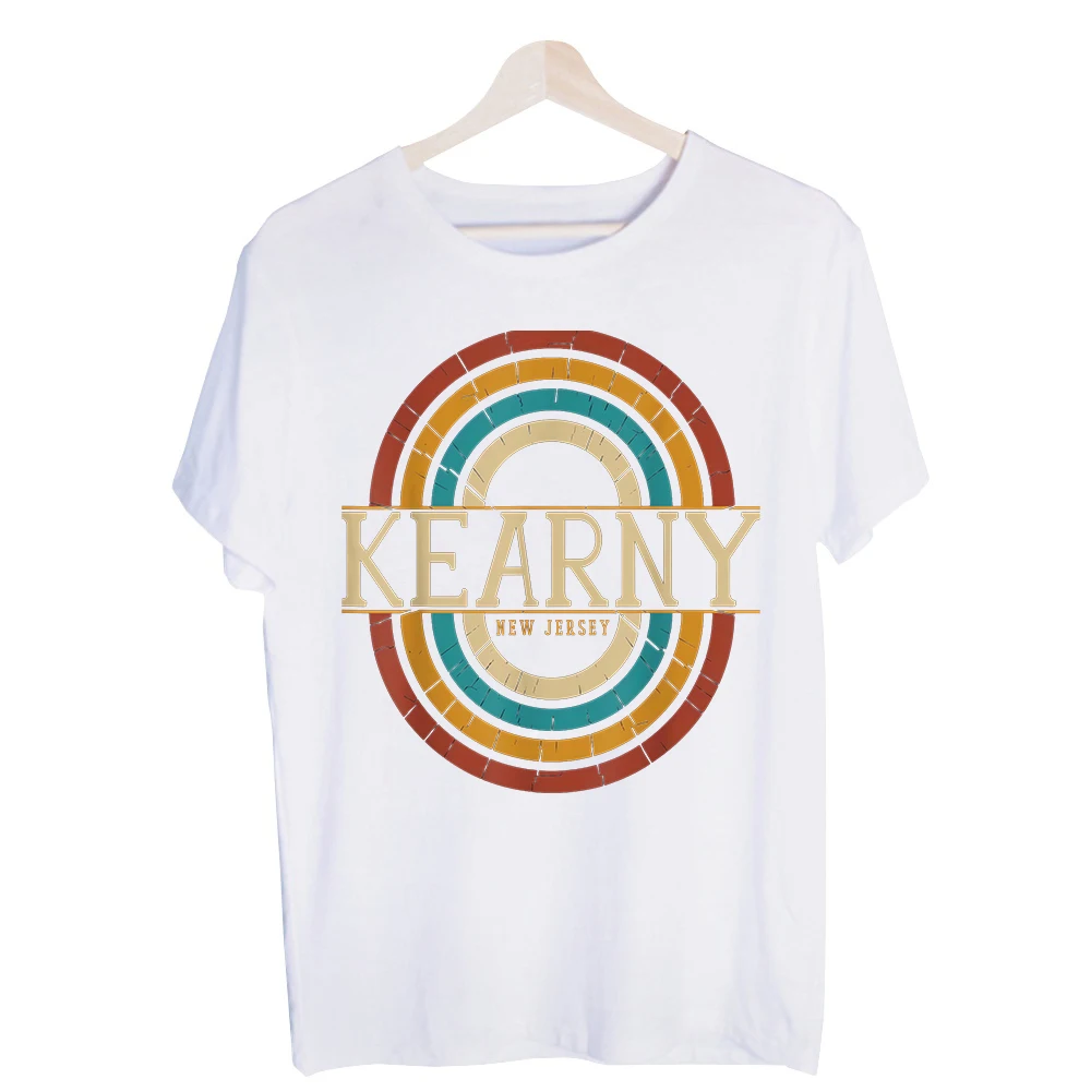 Men's Kearny New Jersey Typography Graphic Tee, Short Sleeve Crew Neck T-Shirt for Vintage Style Casual Outfits